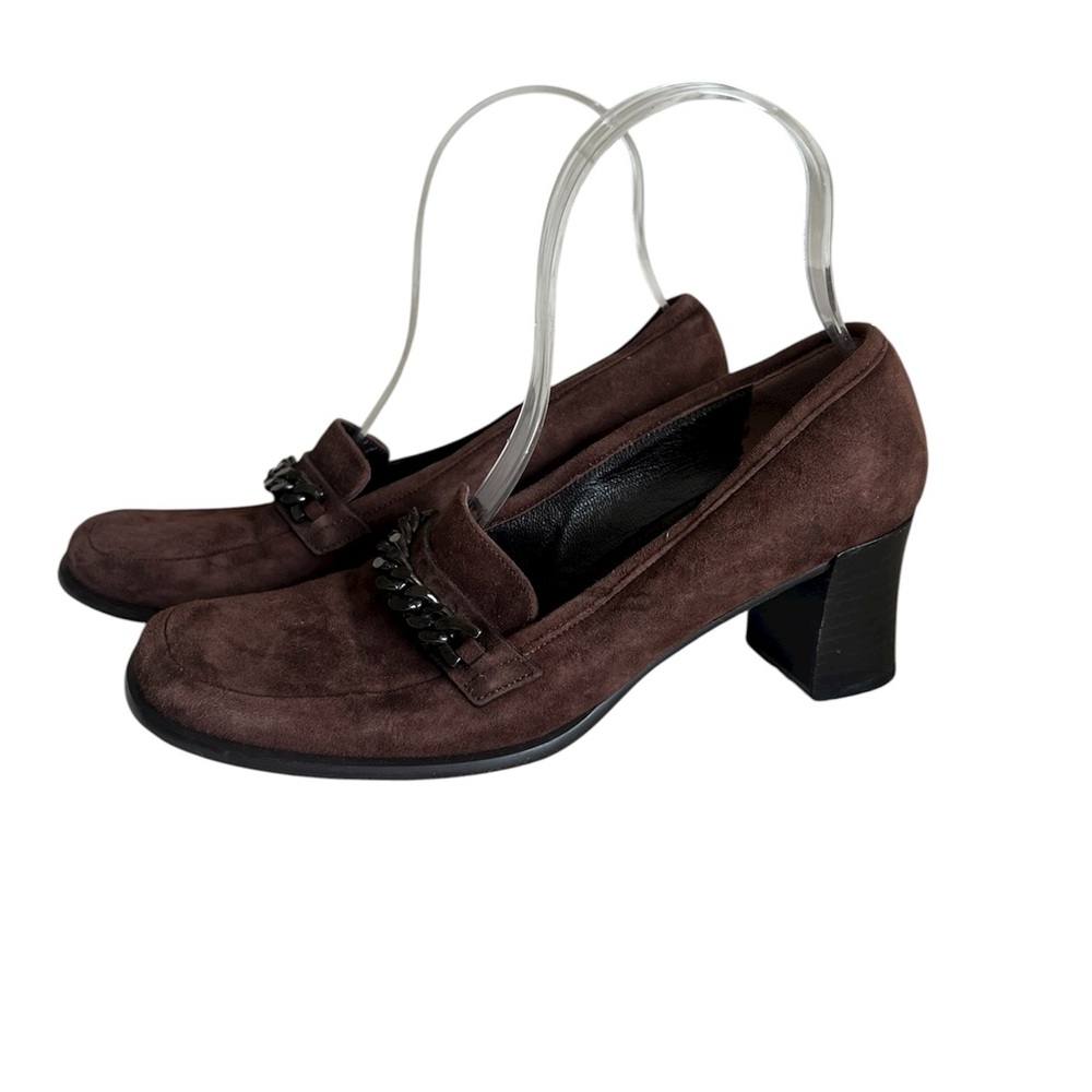 Via Spiga Dark Brown Suede Loafer Heels